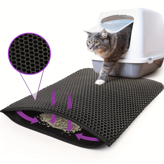Double layer honeycomb cat litter mat