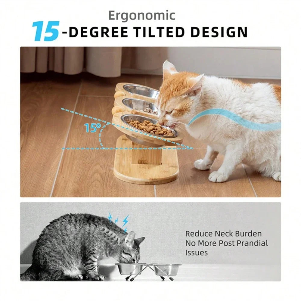 Cat 3 Bowls in 1 Feeder Feeding & Watering Supplies