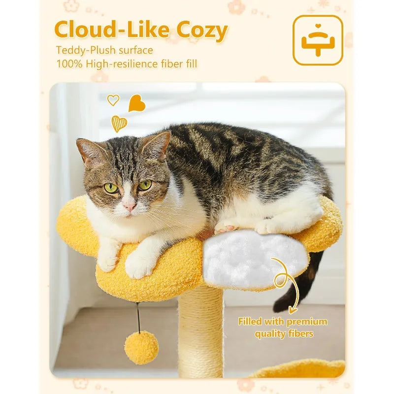 Flower Cat Tree Top Perch.  Large Hammock.