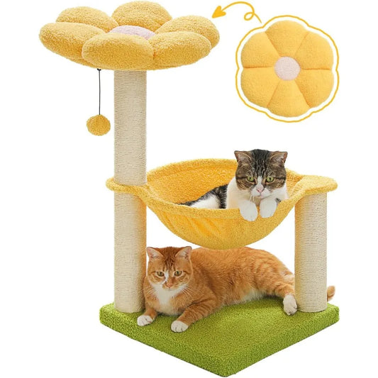 Flower Cat Tree Top Perch.  Large Hammock.