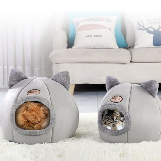Pet bed with ears.   Comfortable, Soft.  Machine Washable