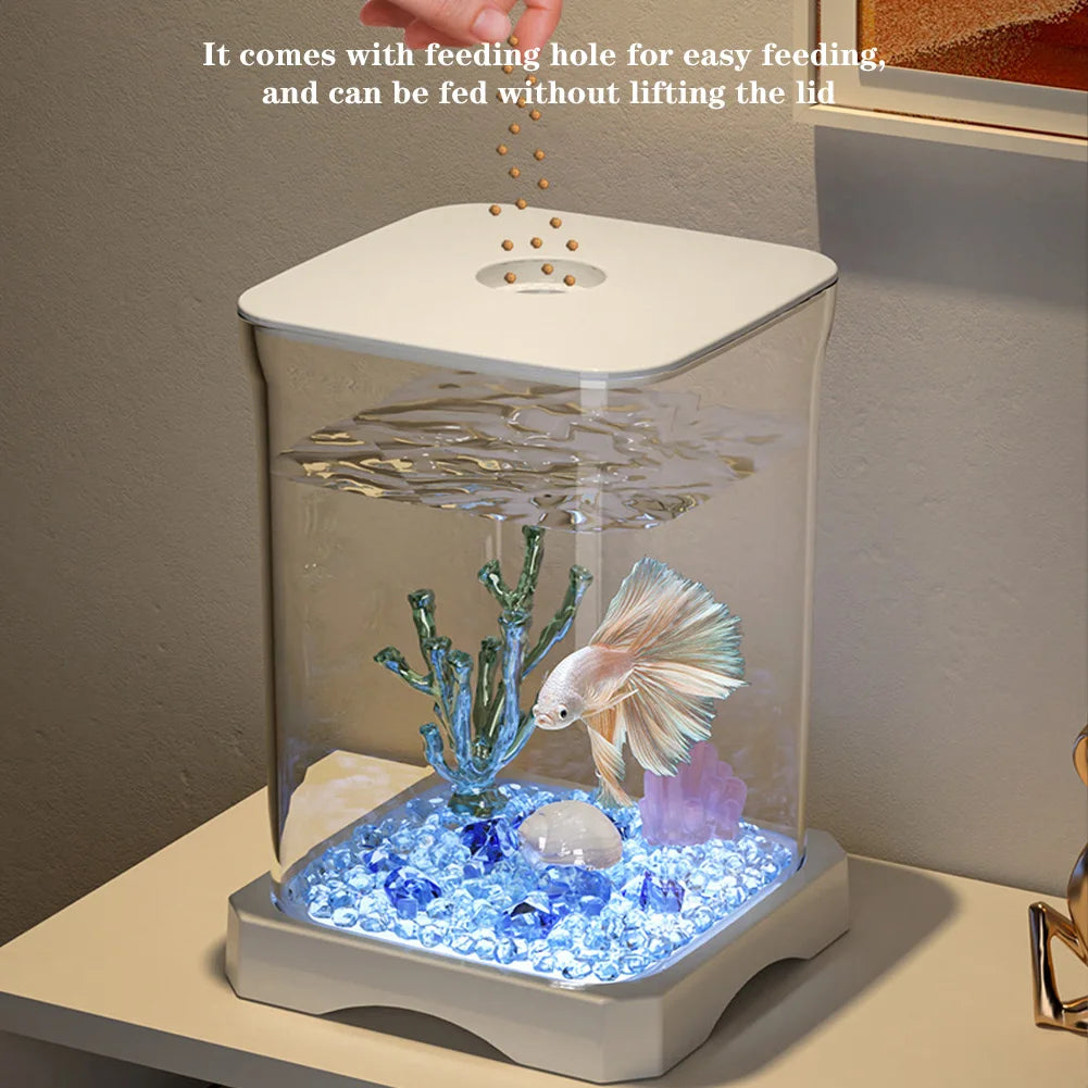 Aquarium Starter Kit, Rectangular Betta Fish Tank